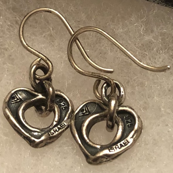 Silpada Artisan Oxidized Sterling Silver Cutout Heart Dangle Earrings W1912 - Picture 10 of 16